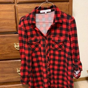 New red flanol plaid shirt sz M